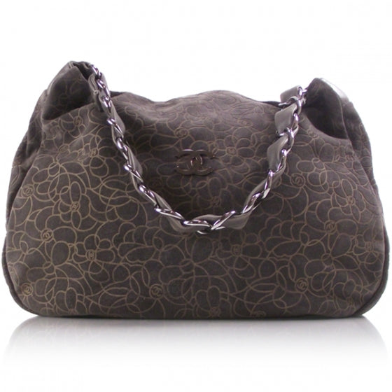 Chanel Suede Camelia Chain Hobo Gray 1 of 11