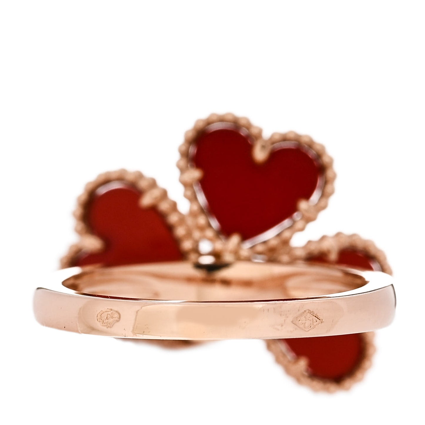 18K Rose Gold Diamond Carnelian Sweet Alhambra Effeuillage Ring 50 5.25