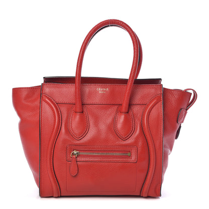 Celine Drummed Calfskin Micro Luggage Coquelicot 1 of 10