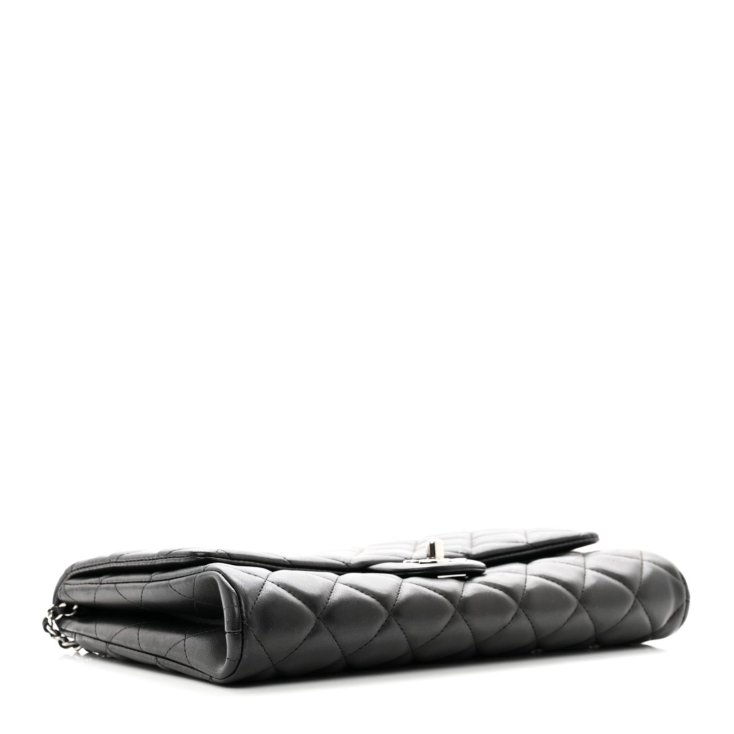 Lambskin Quilted Clutch With Chain Flap Black
