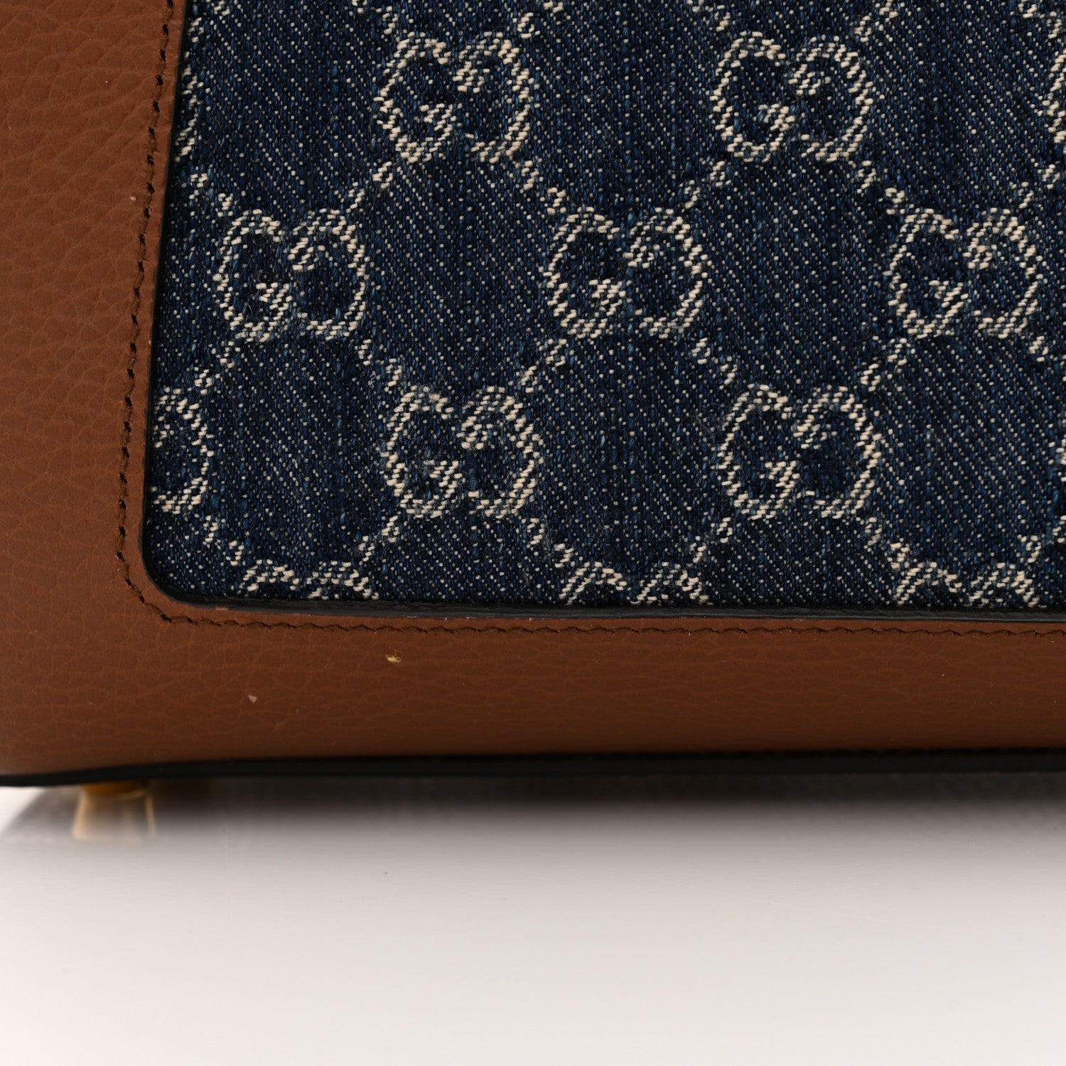 Gucci New Denim GG Monogram Dollar Calfskin Medium Jackie 1961 Tote Blue Tea Cuir Epilog 16 of 19