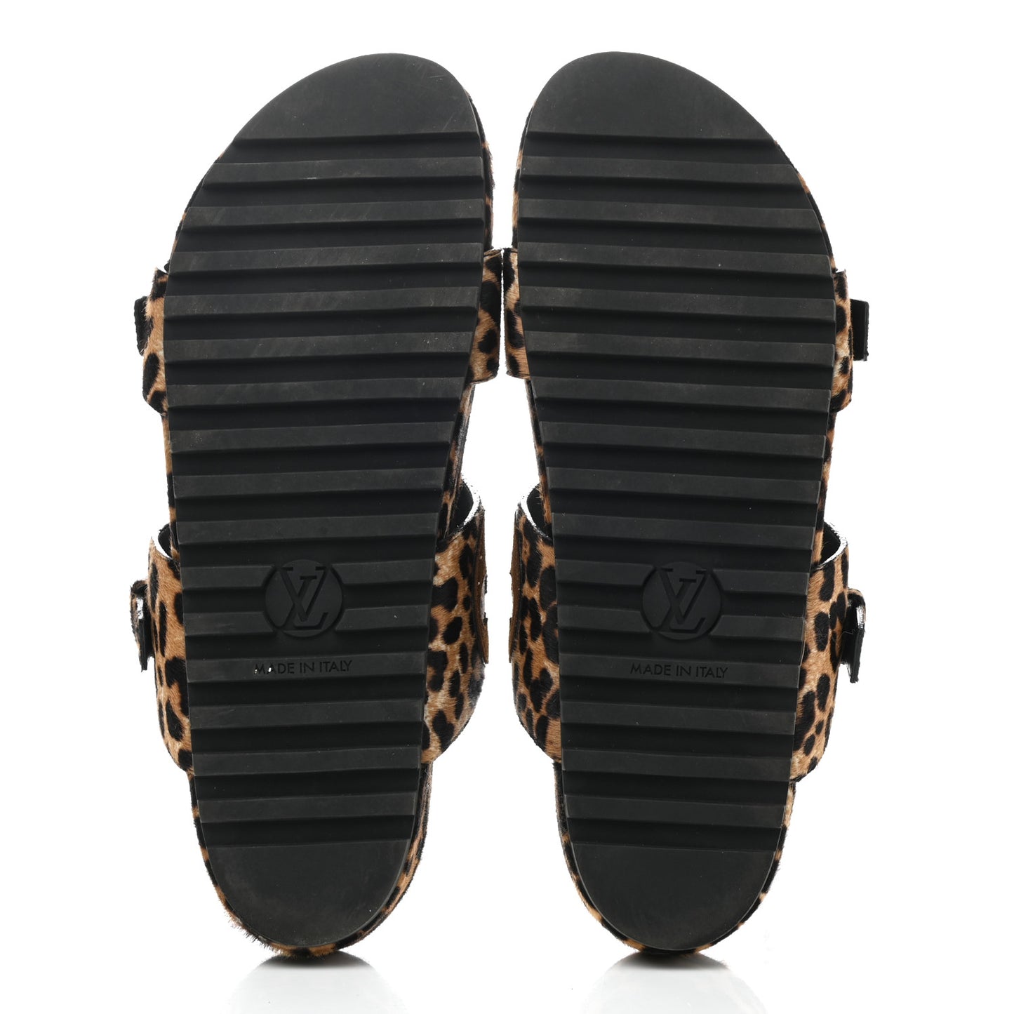 Calfskin Pony Hair Leopard Bom Dia Mule Sandals 41 Cognac Brown