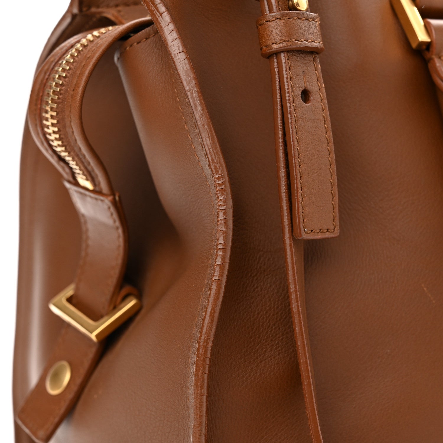 Saint Laurent Calfskin Small Classic Y Cabas Cognac 10 of 18