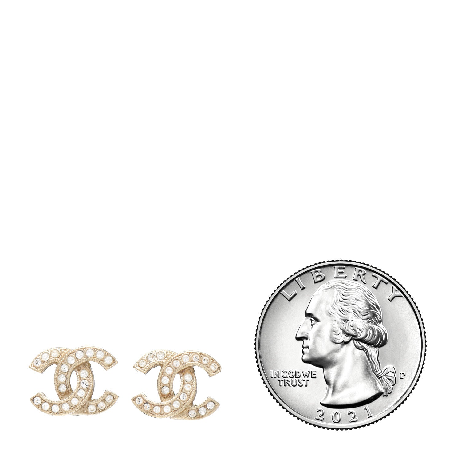 Chanel Crystal Mini CC Earrings Gold 2 of 4
