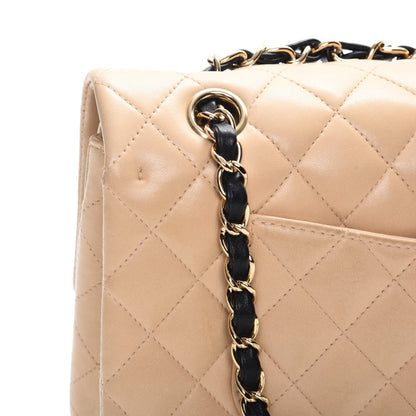 Chanel Lambskin Quilted Medium Double Flap Beige Black 9 of 12