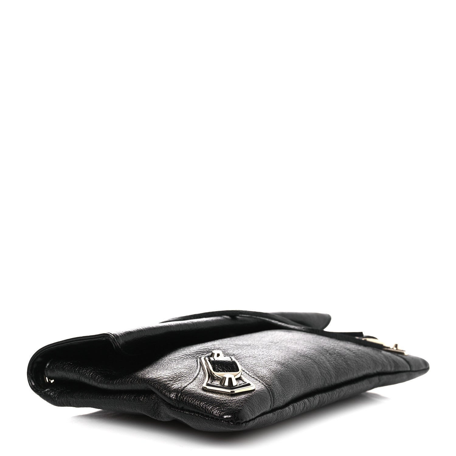 Balenciaga Chevre Gold Metallic Edge Hardware Envelope Clutch Black 5 of 12