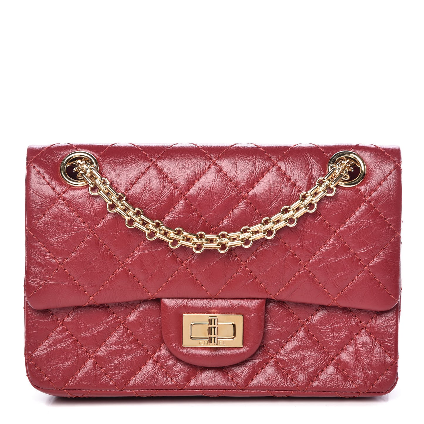 Aged Calfskin Quilted 2.55 Reissue Mini Flap Red