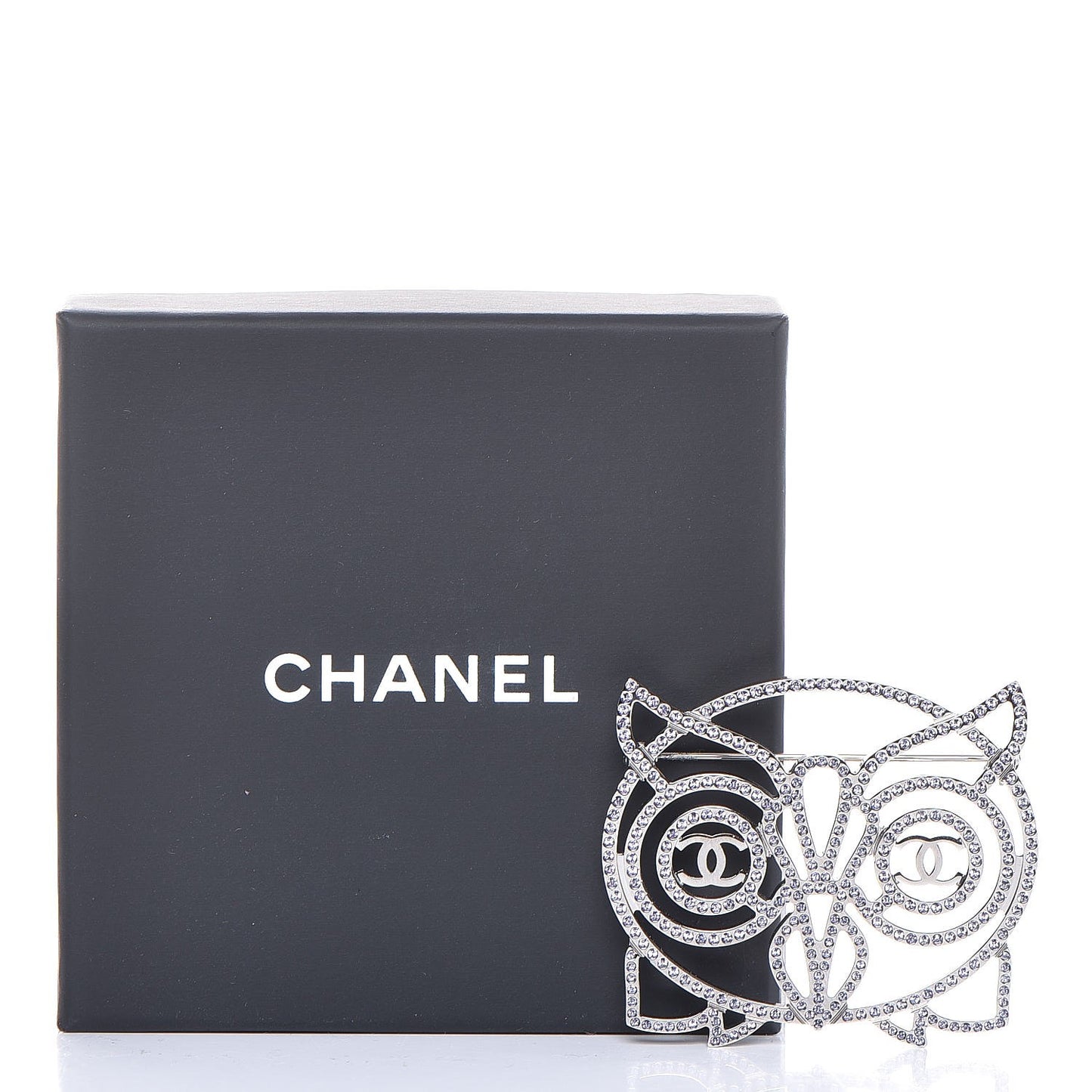 Strass Crystal Owl CC Brooch Purple Ruthenium