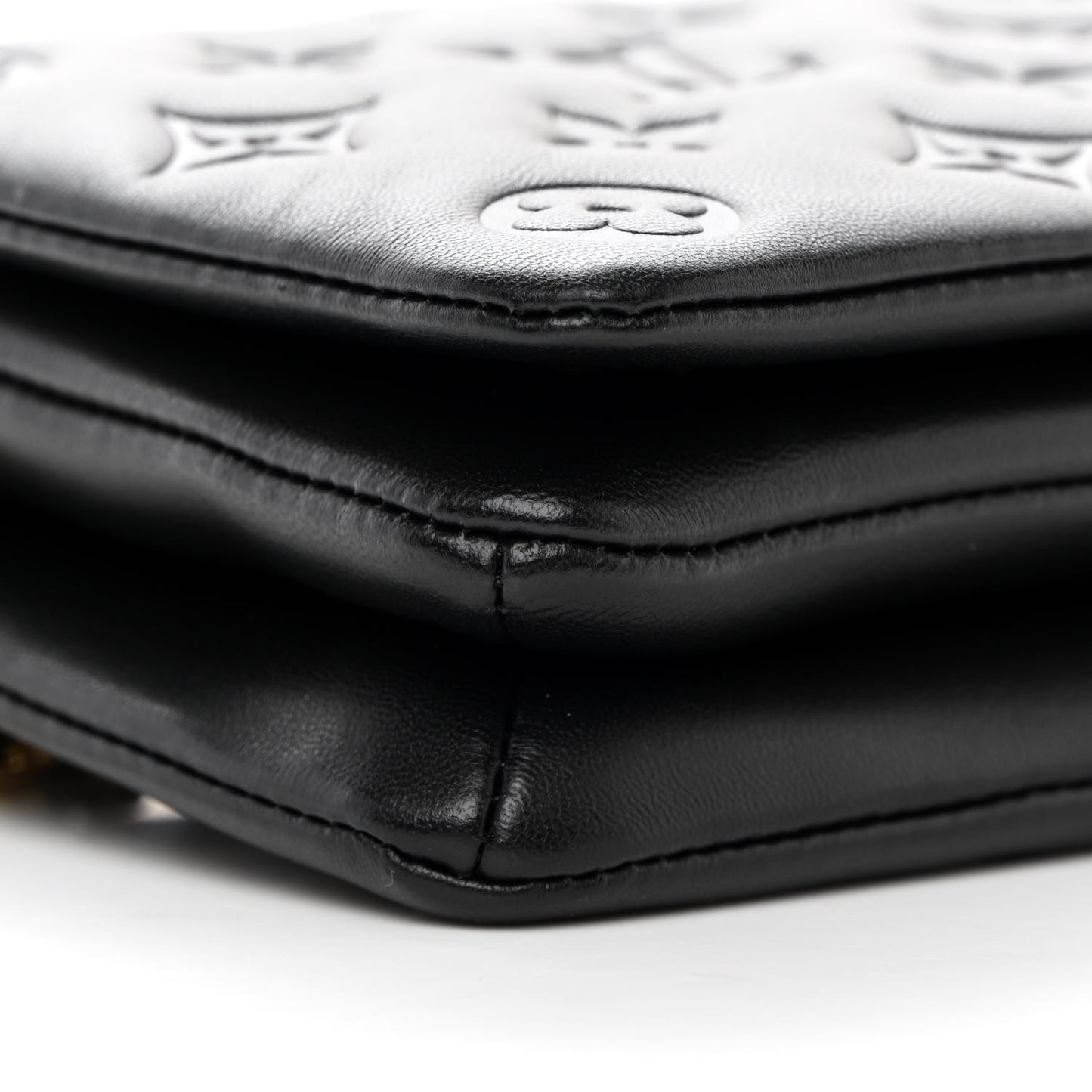 Lambskin Embossed Monogram Pochette Coussin Black