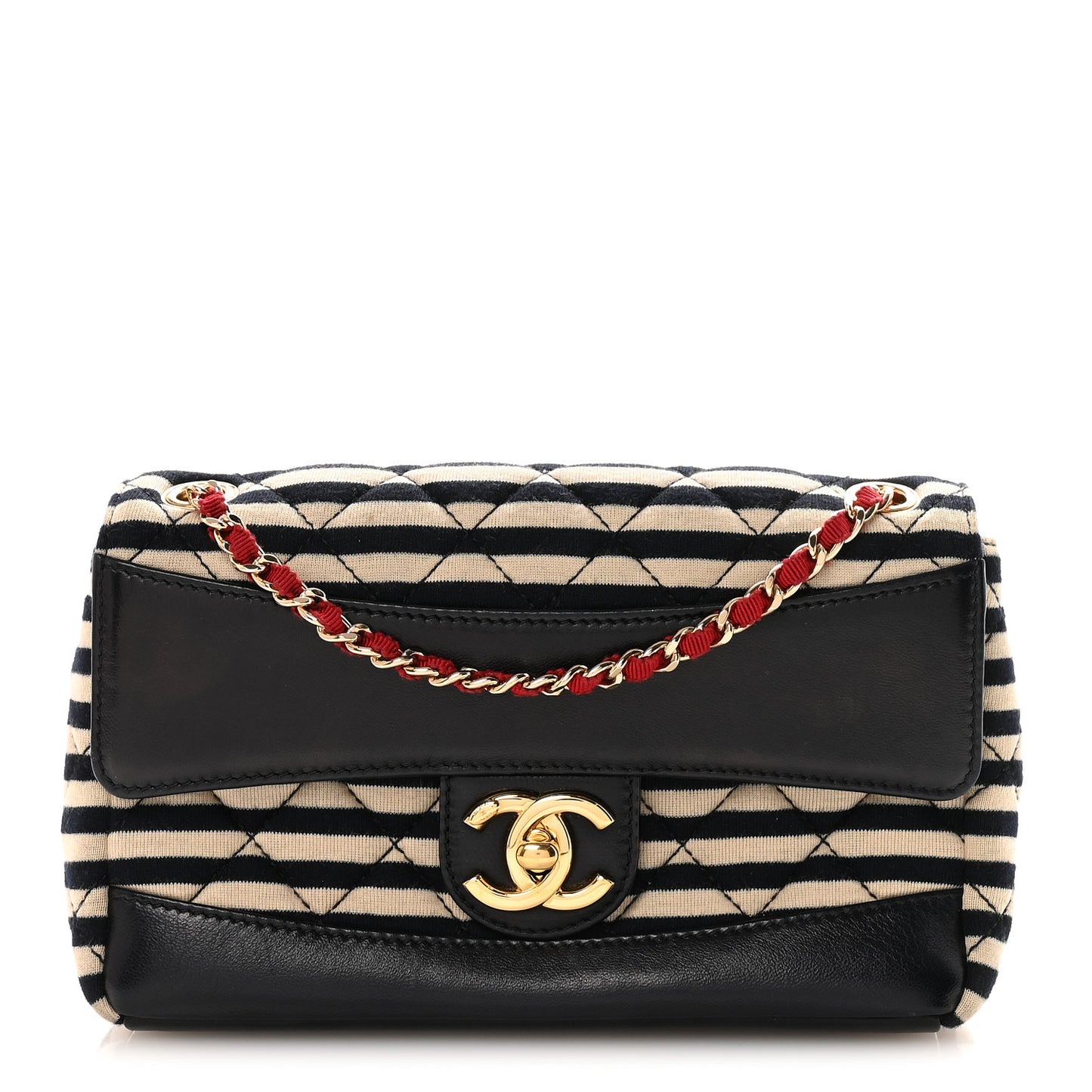 Jersey Quilted Small Coco Sailor Flap Black White