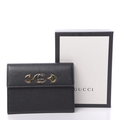 Gucci Grainy Calfskin Zumi Flap Card Case Black 10 of 10