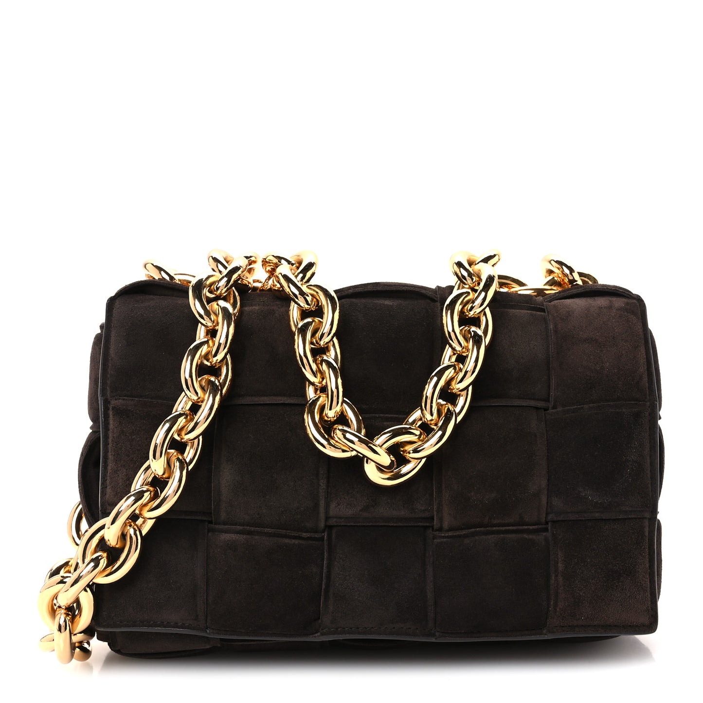 Suede Maxi Intrecciato Padded Chain Cassette Crossbody Bag Fondant