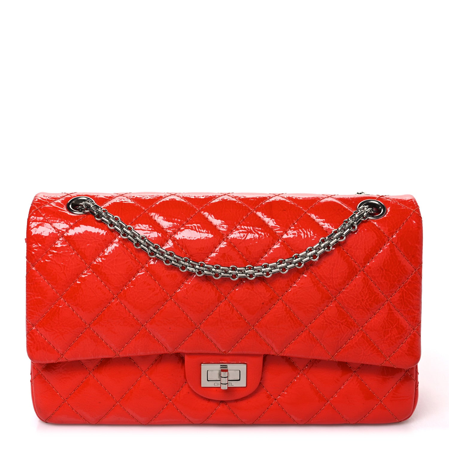 Chanel Aged Glazed Calfskin Quilted 2.55 Reissue 226 Flap Red 2 of 10