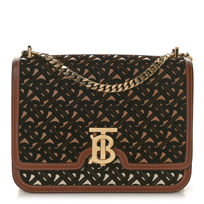 Burberry Velvet Calfskin Monogram Medium TB Chain Bag Dark Brown 1 of 10