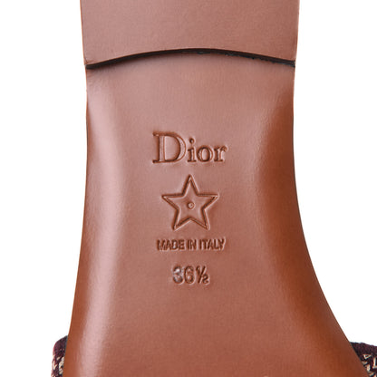 Christian Dior Canvas Embroidered Dway Mules Slide Sandals 36.5 Burgundy 9 of 10