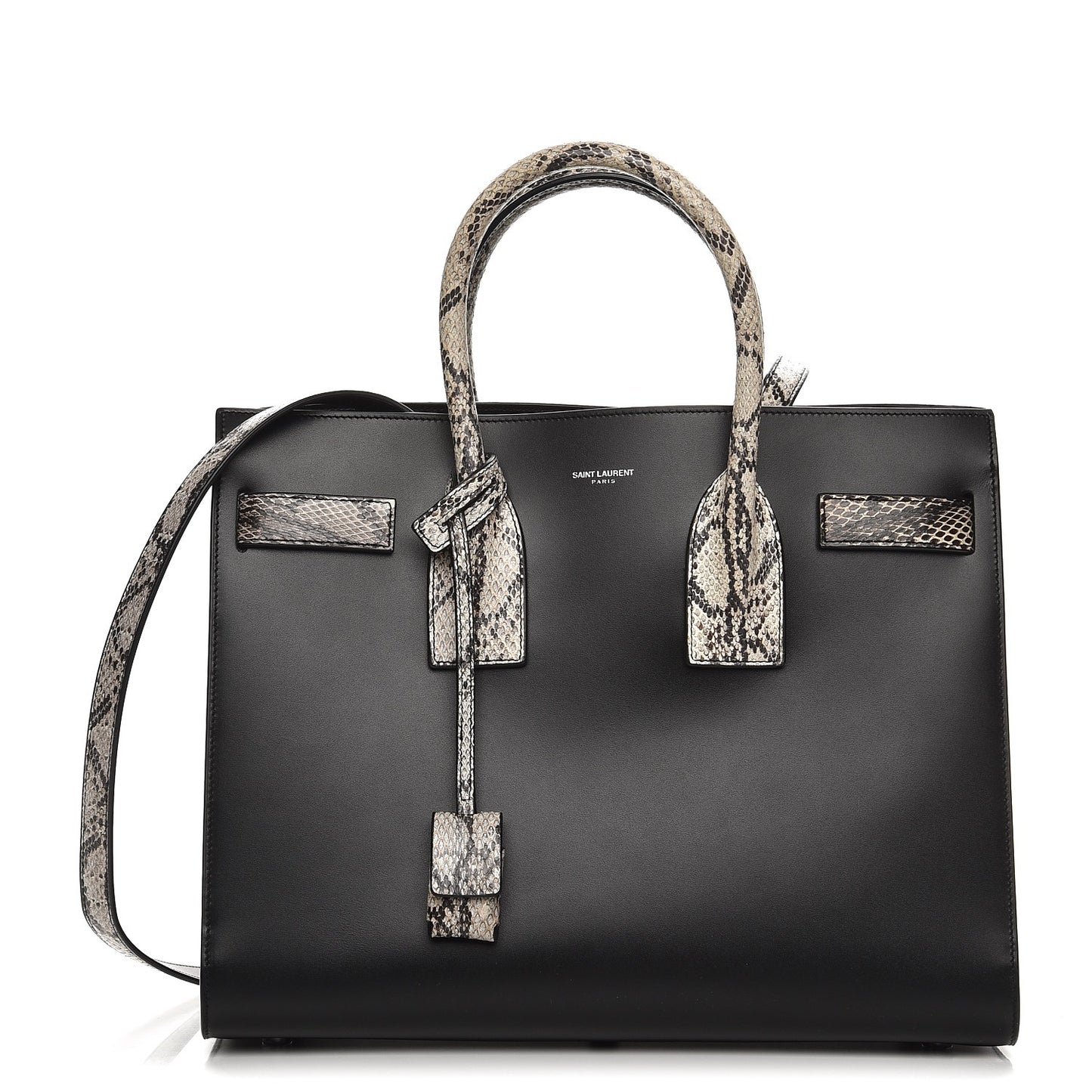 Calfskin Embossed Python Small Sac De Jour Black