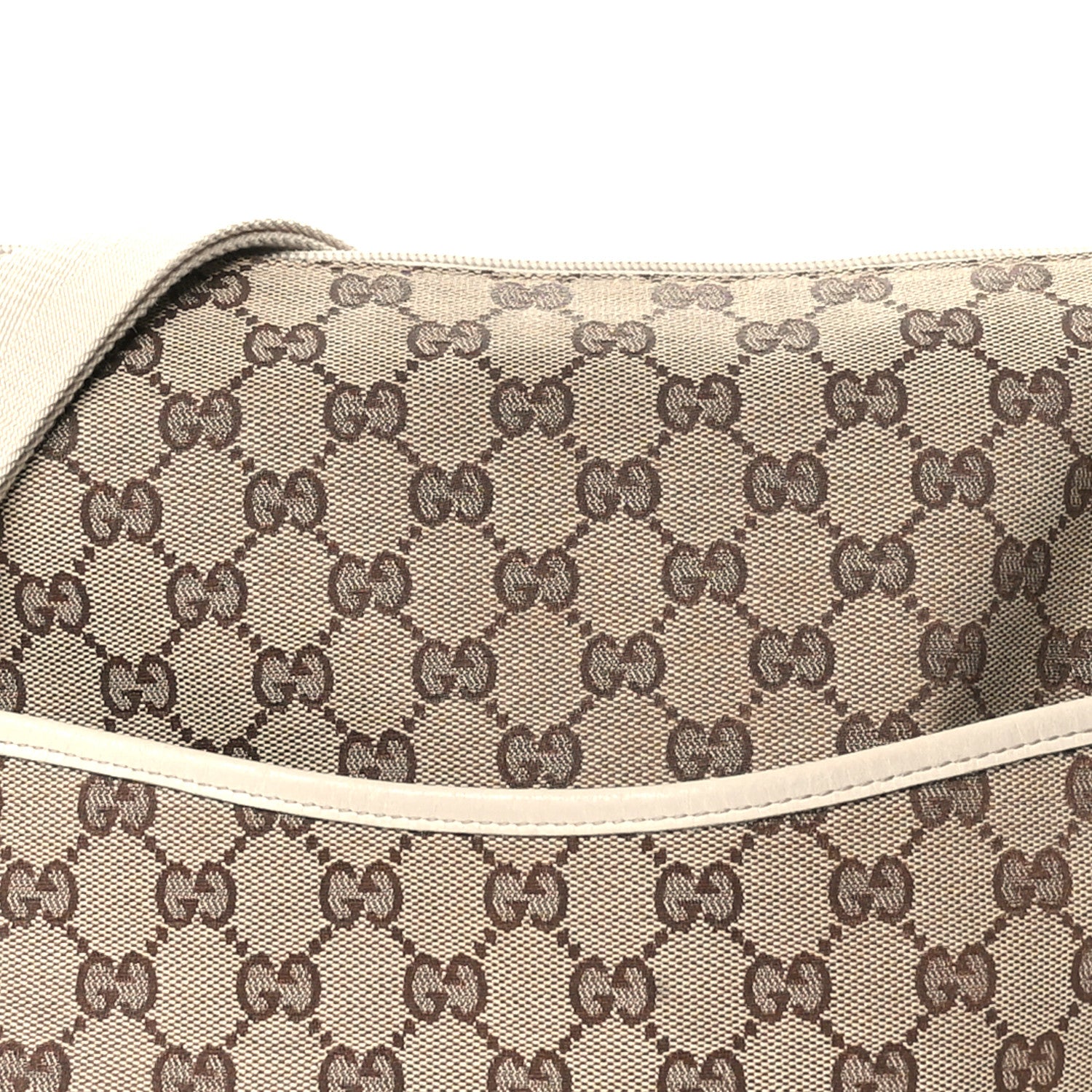Gucci Monogram Calfskin Perforated Medium Flat Messenger Bag Off White 8 of 14