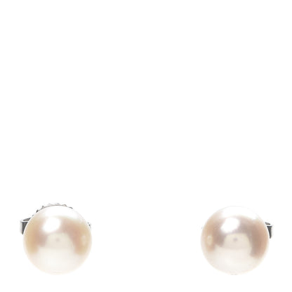 Tiffany 18K White Gold Akoya Pearl 6.5-7mm Signature Earrings 1 of 4