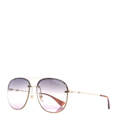 Gucci Metal Glitter Aviator Sunglasses G0227S Gold 1 of 8