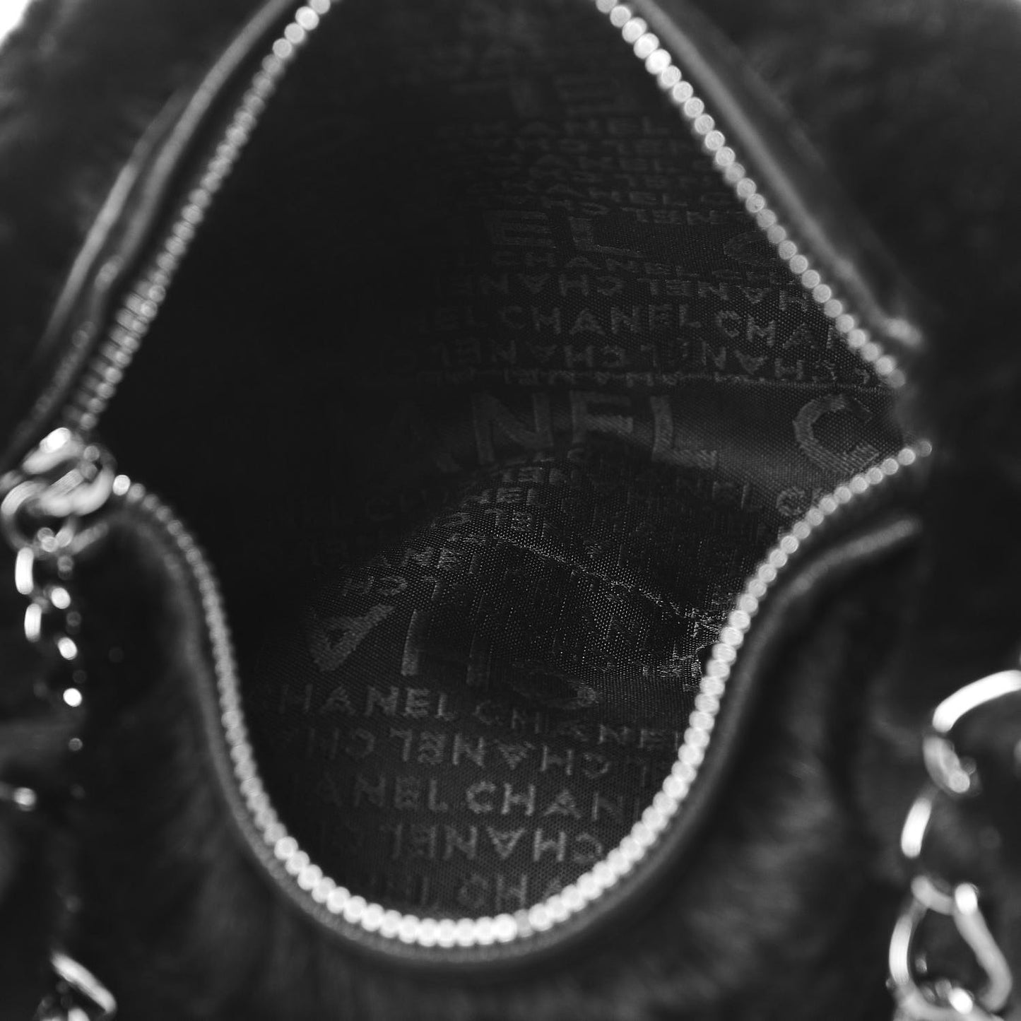 Lapin Rabbit Fur Shoulder Bag Black