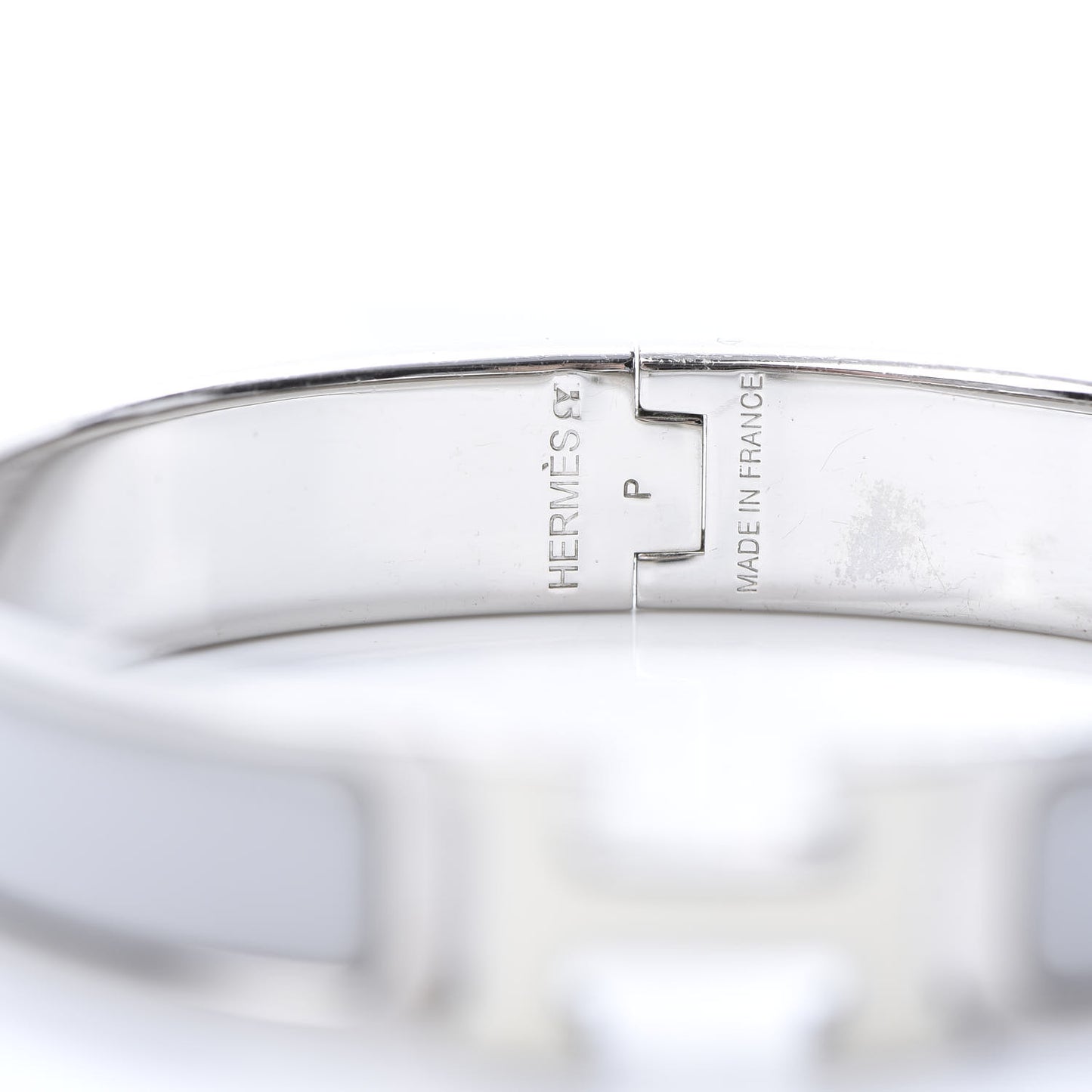 Enamel Narrow Clic Clac H Bracelet PM Blanc Gris Clair