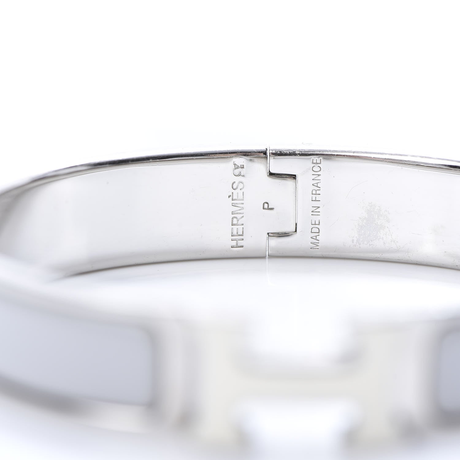 Hermes Enamel Narrow Clic Clac H Bracelet PM Blanc Gris Clair 4 of 5