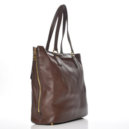 Prada Vitello Daino Side Zip Shopping Tote Bruciato 3 of 9