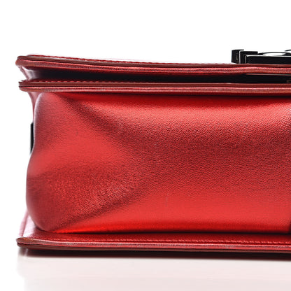 Chanel Metallic Patent Calfskin Quilted Medium Boy Flap Red 14 of 17