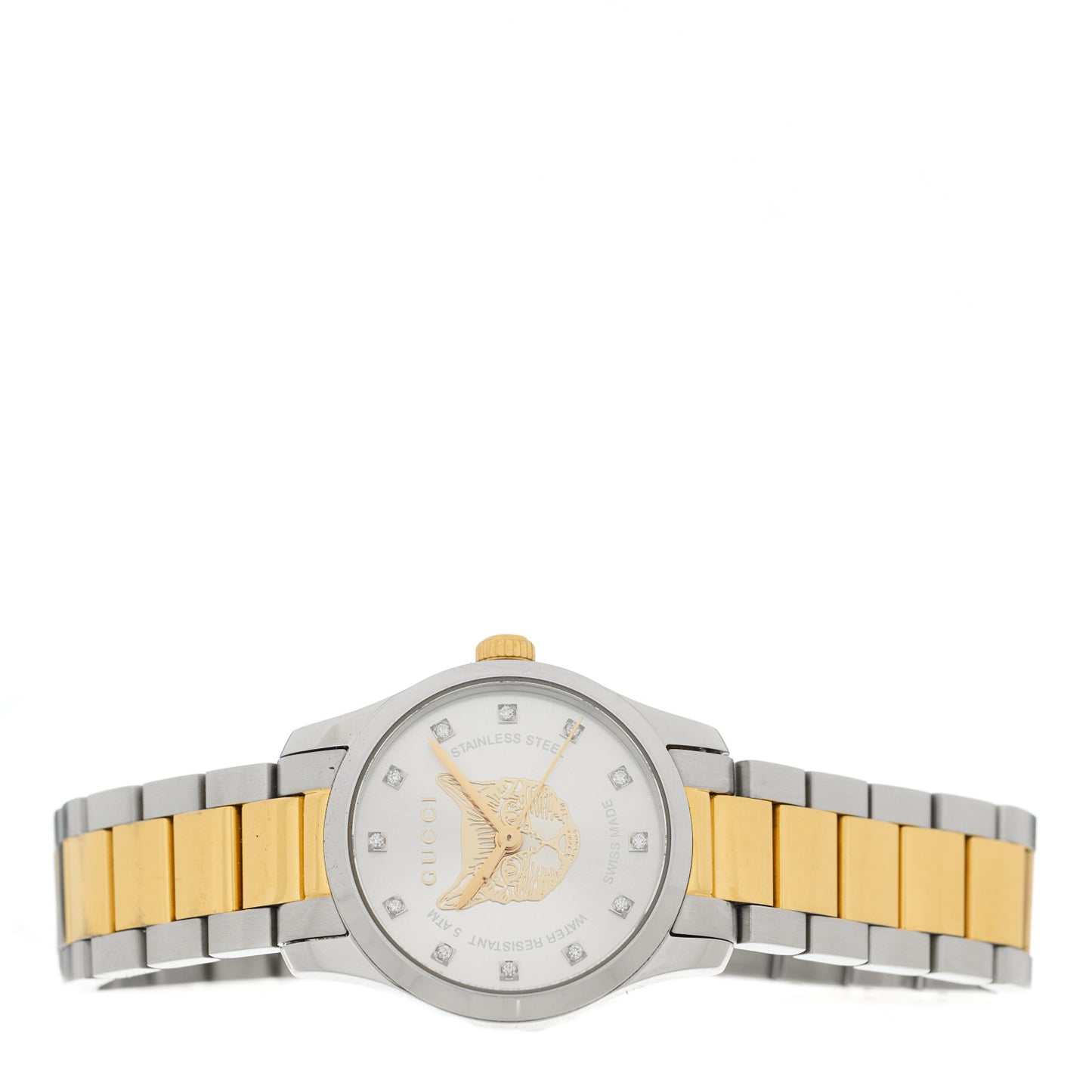 Stainless Steel Diamond 27mm G-Timeless Two Tone Cat Quartz Watch