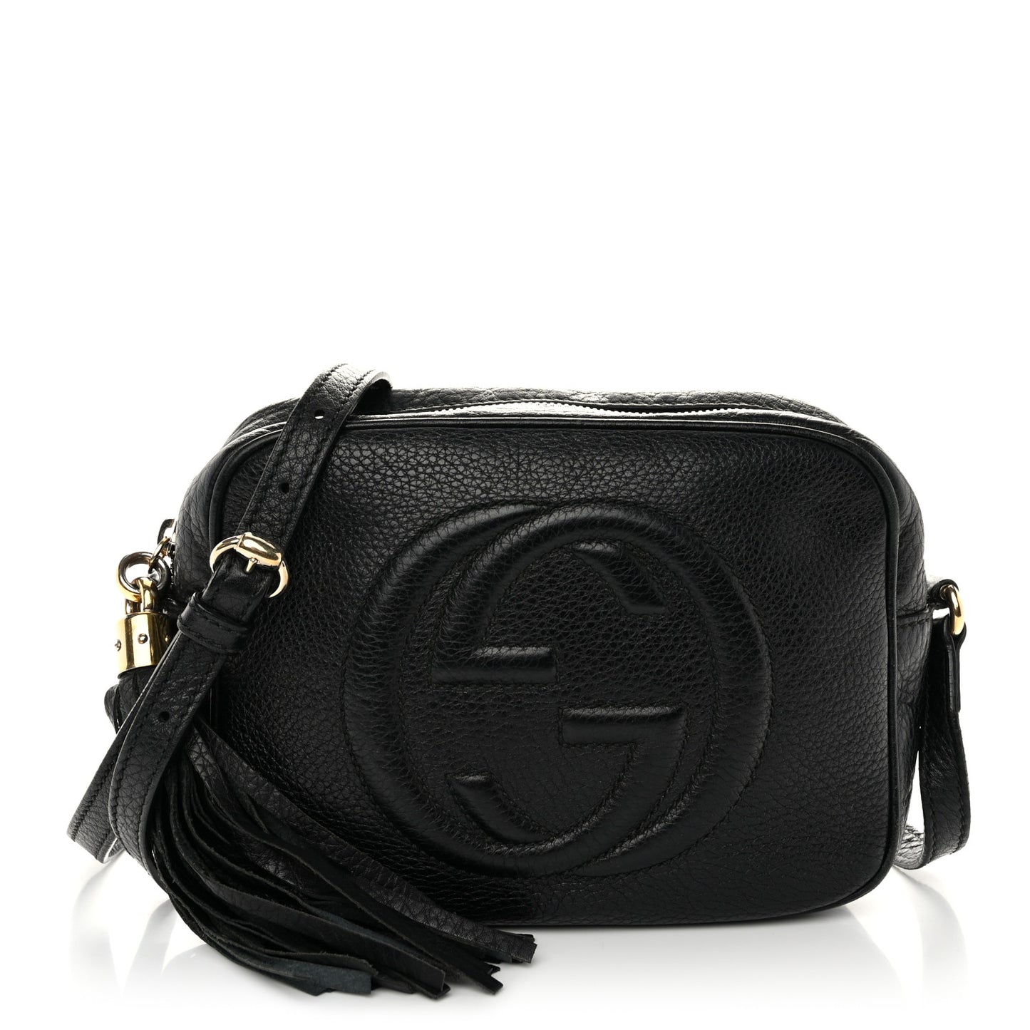 Pebbled Calfskin Small Soho Disco Bag Black
