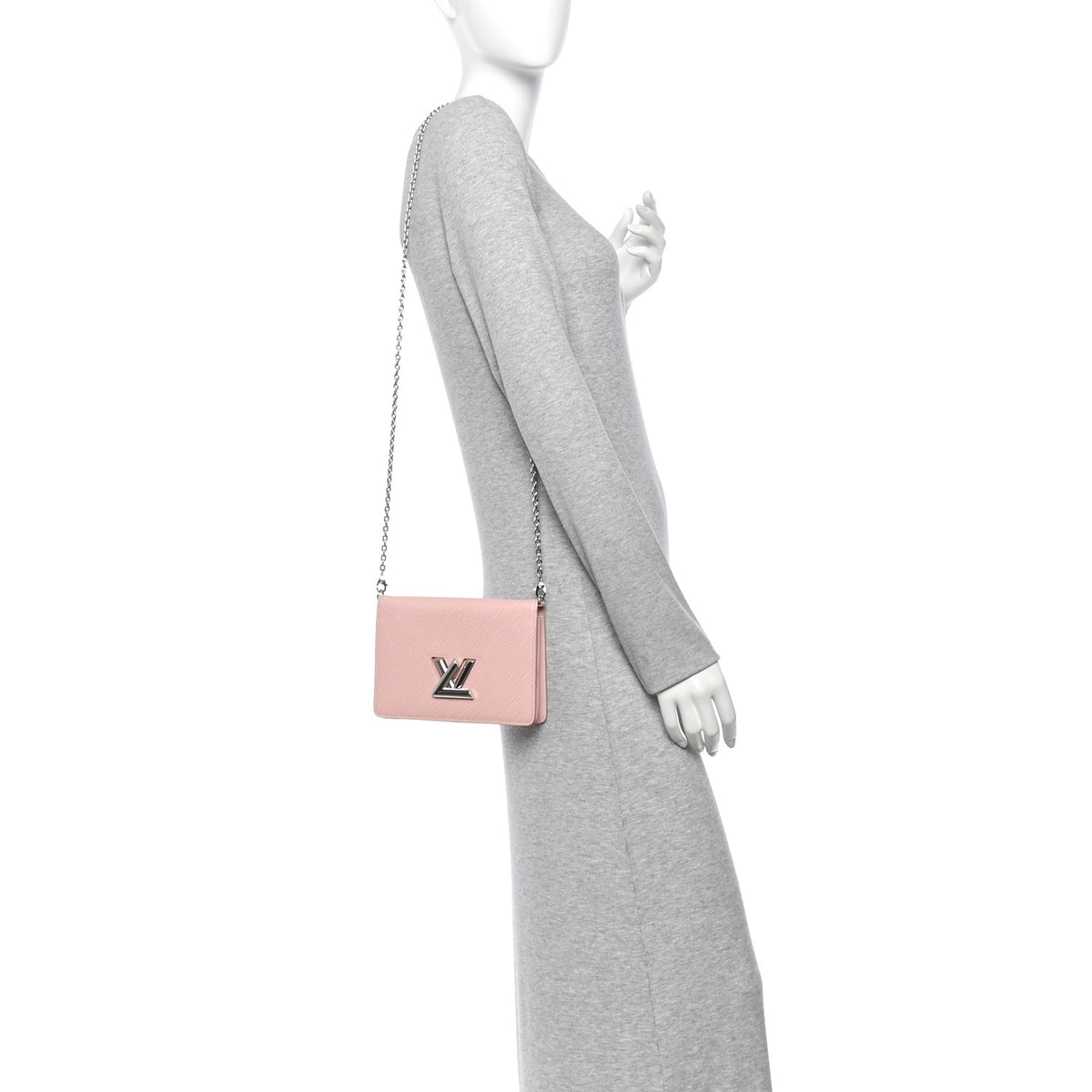 Epi Twist Belt Chain Wallet Rose Ballerine