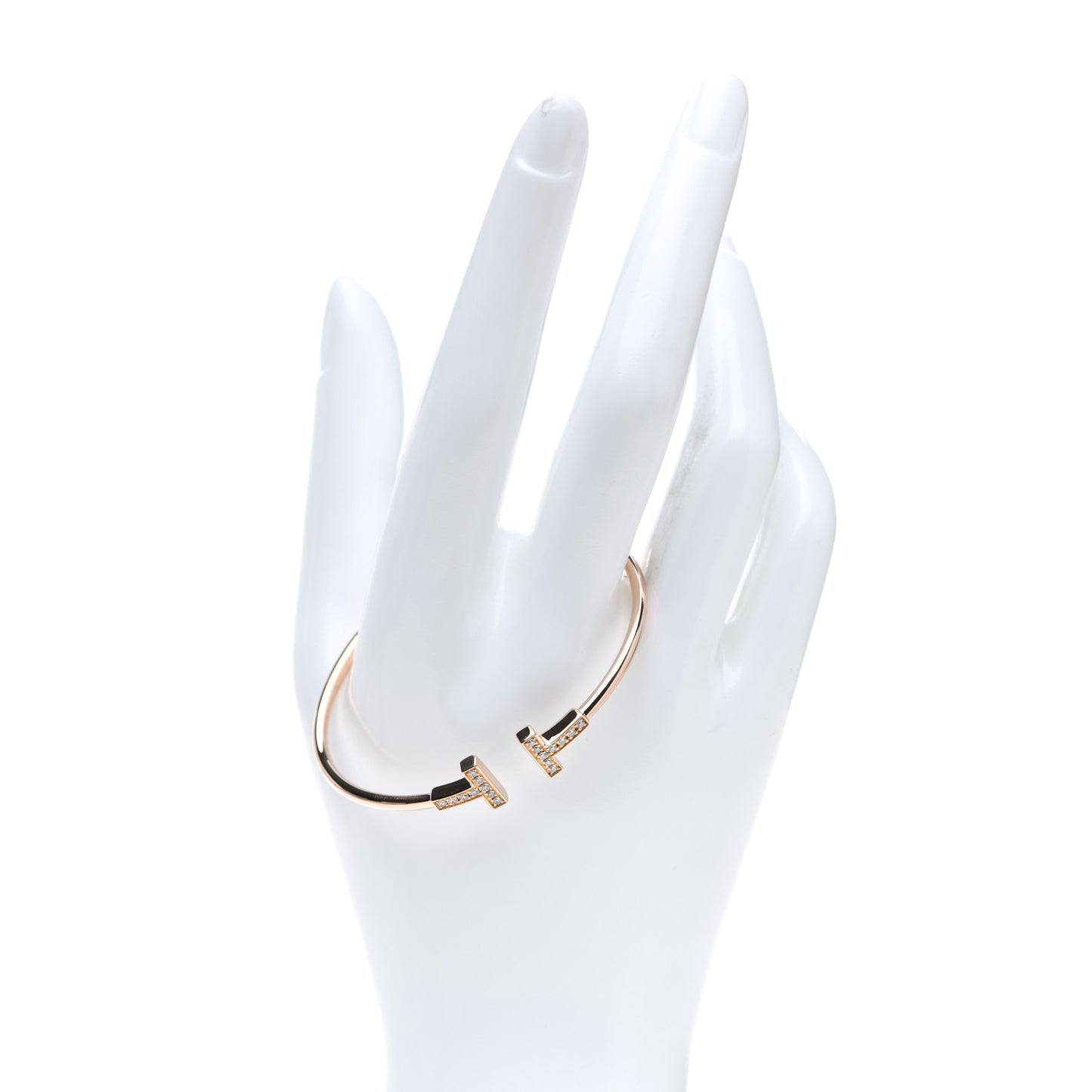 18K Rose Gold Diamond T Wire Bracelet