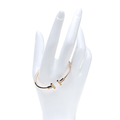 Tiffany 18K Rose Gold Diamond T Wire Bracelet 2 of 5