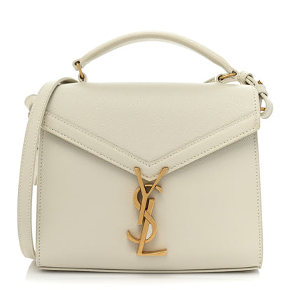 Saint Laurent Grain de Poudre Mini Classic Monogram Cassandra Top Handle Vintage White 1 of 15