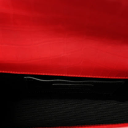 Saint Laurent Calfskin Crocodile Embossed Medium Classic Monogram Kate Tassel Satchel New Red 5 of 11