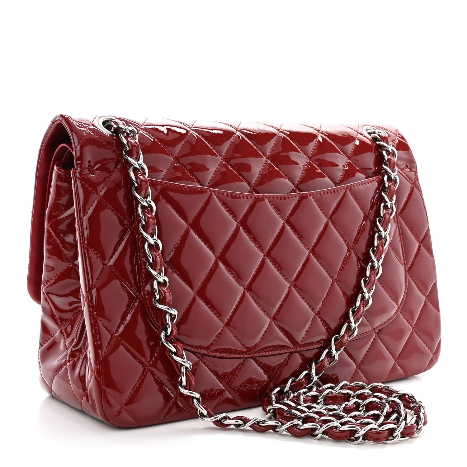 Chanel Patent Calfskin Quilted Jumbo Double Flap Red 3 of 13