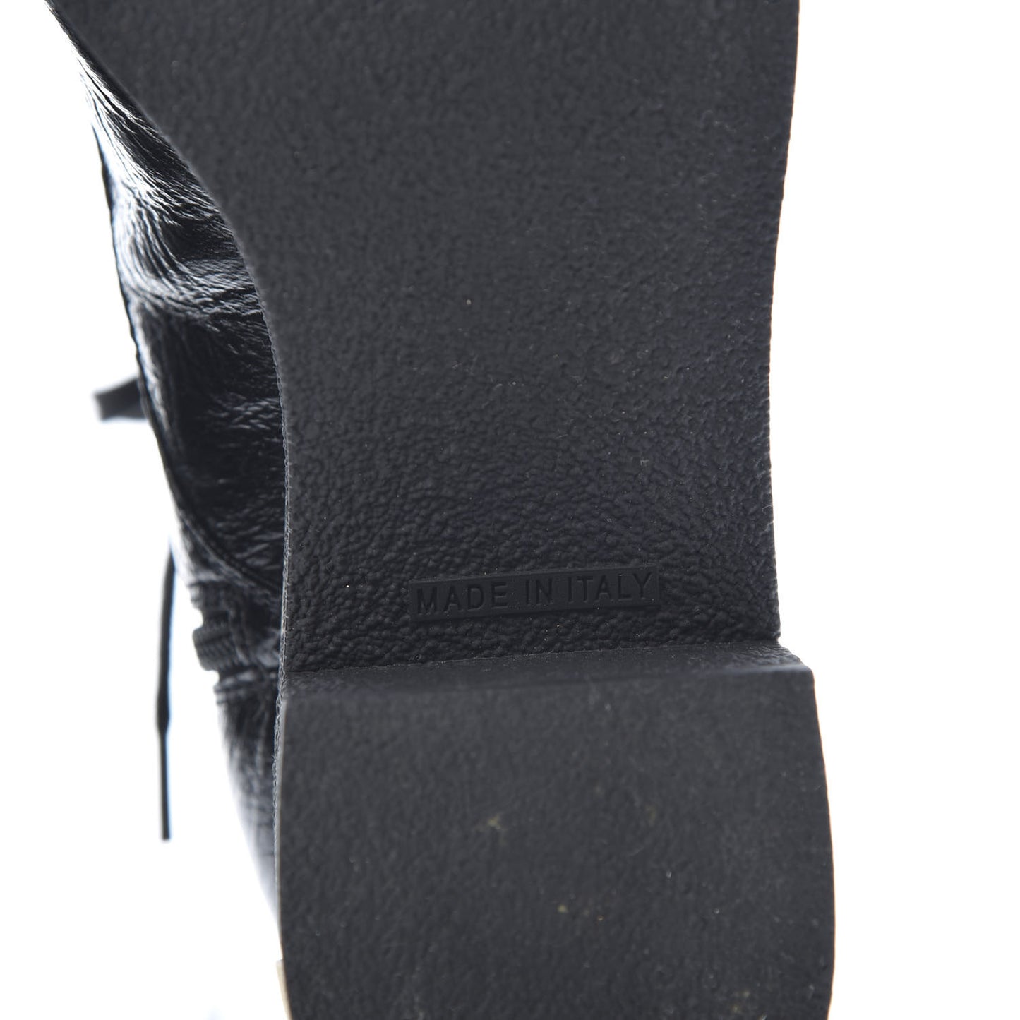 Shiny Crumpled Lambskin Cap Toe CC Lace Up Boots 37 Black