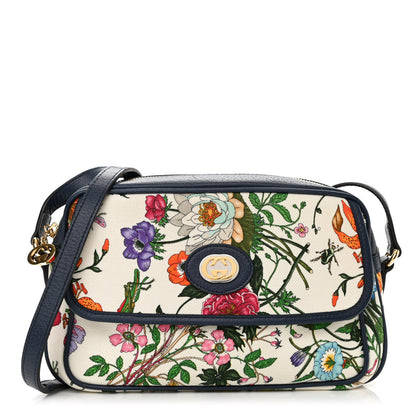 Gucci Canvas Flora Floral Shoulder Bag White Blue Agata Multicolor 1 of 11