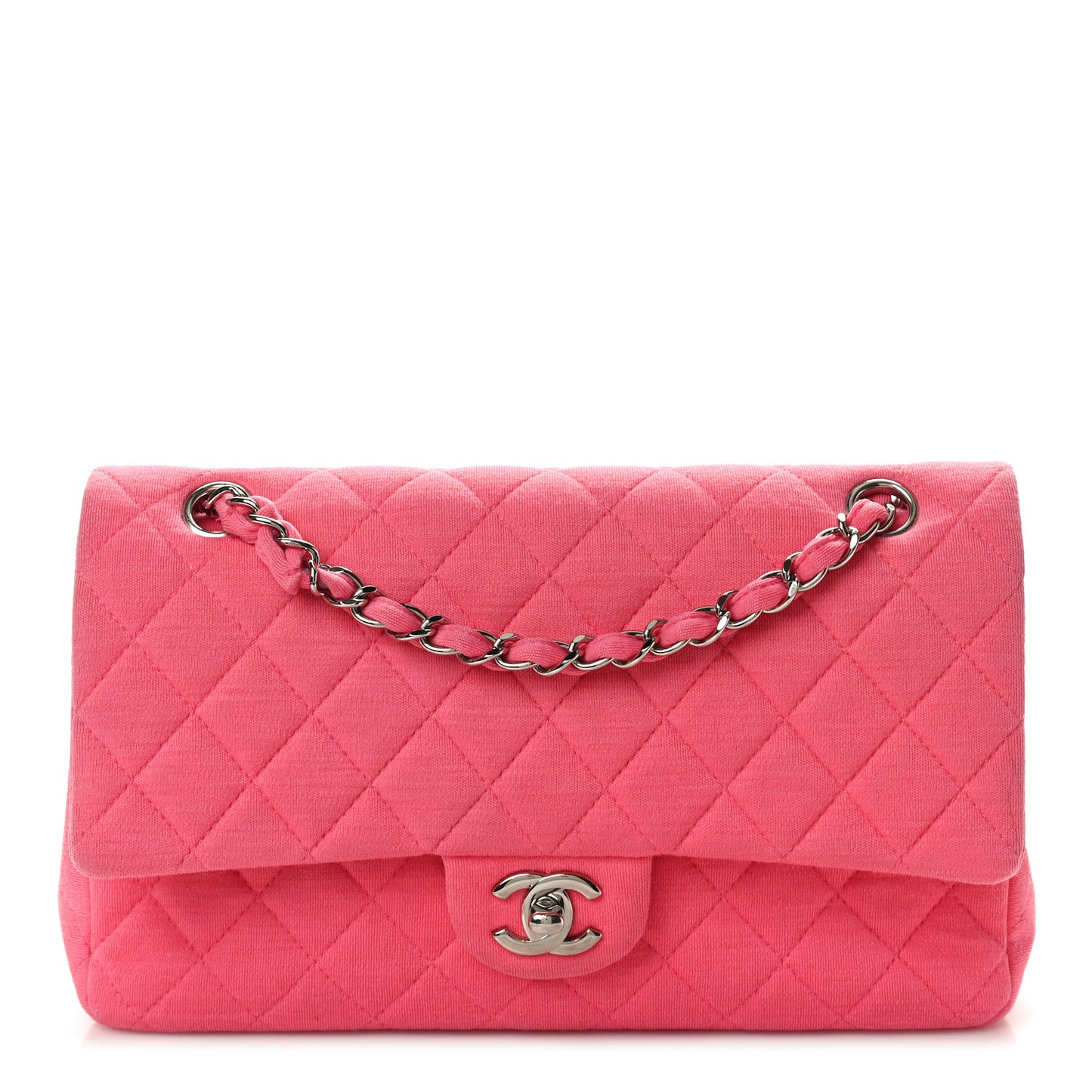 Jersey Quilted Medium Double Flap Dark Pink