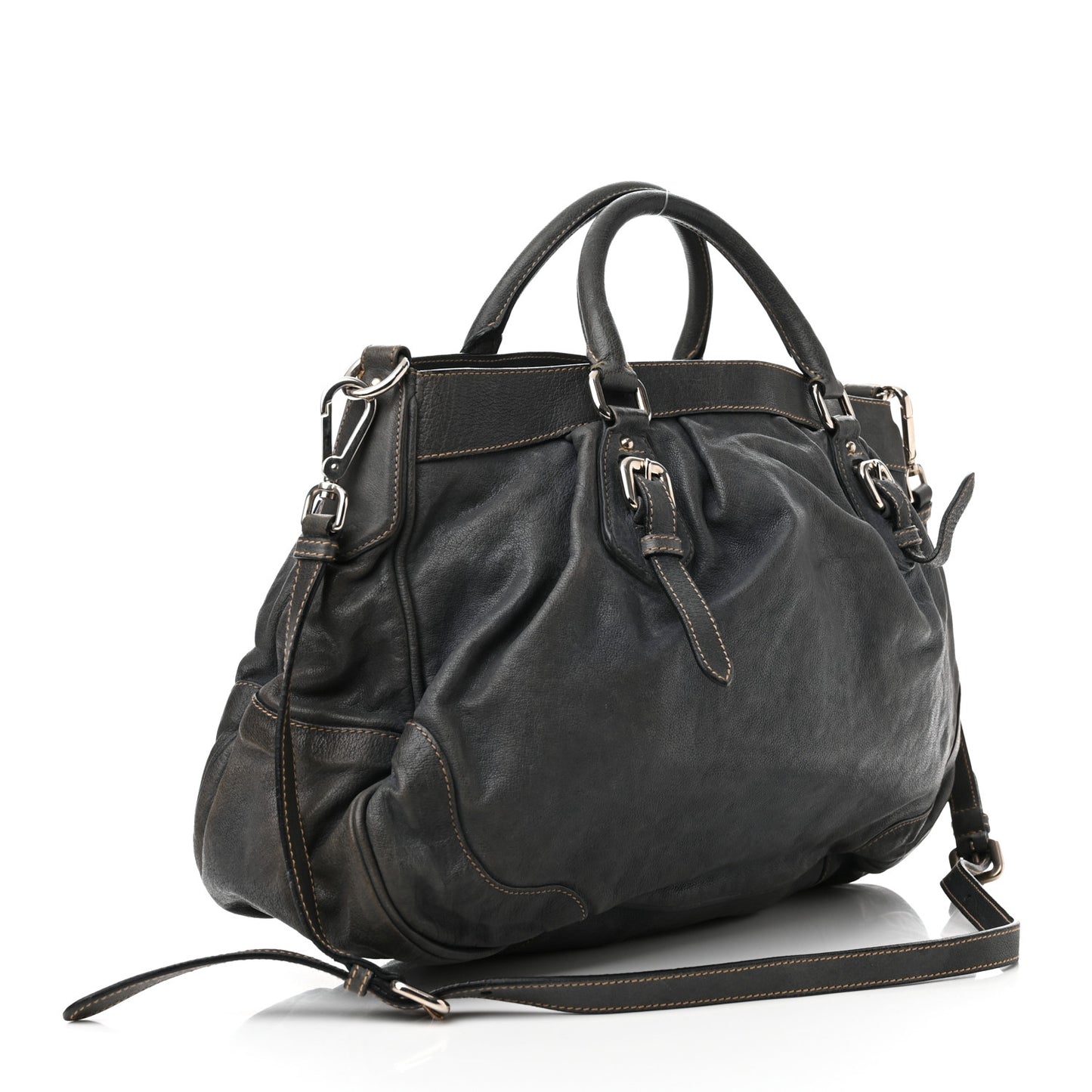 Vitello Soft Shopping Satchel Denim