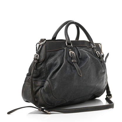 Prada Vitello Soft Shopping Satchel Denim 3 of 10