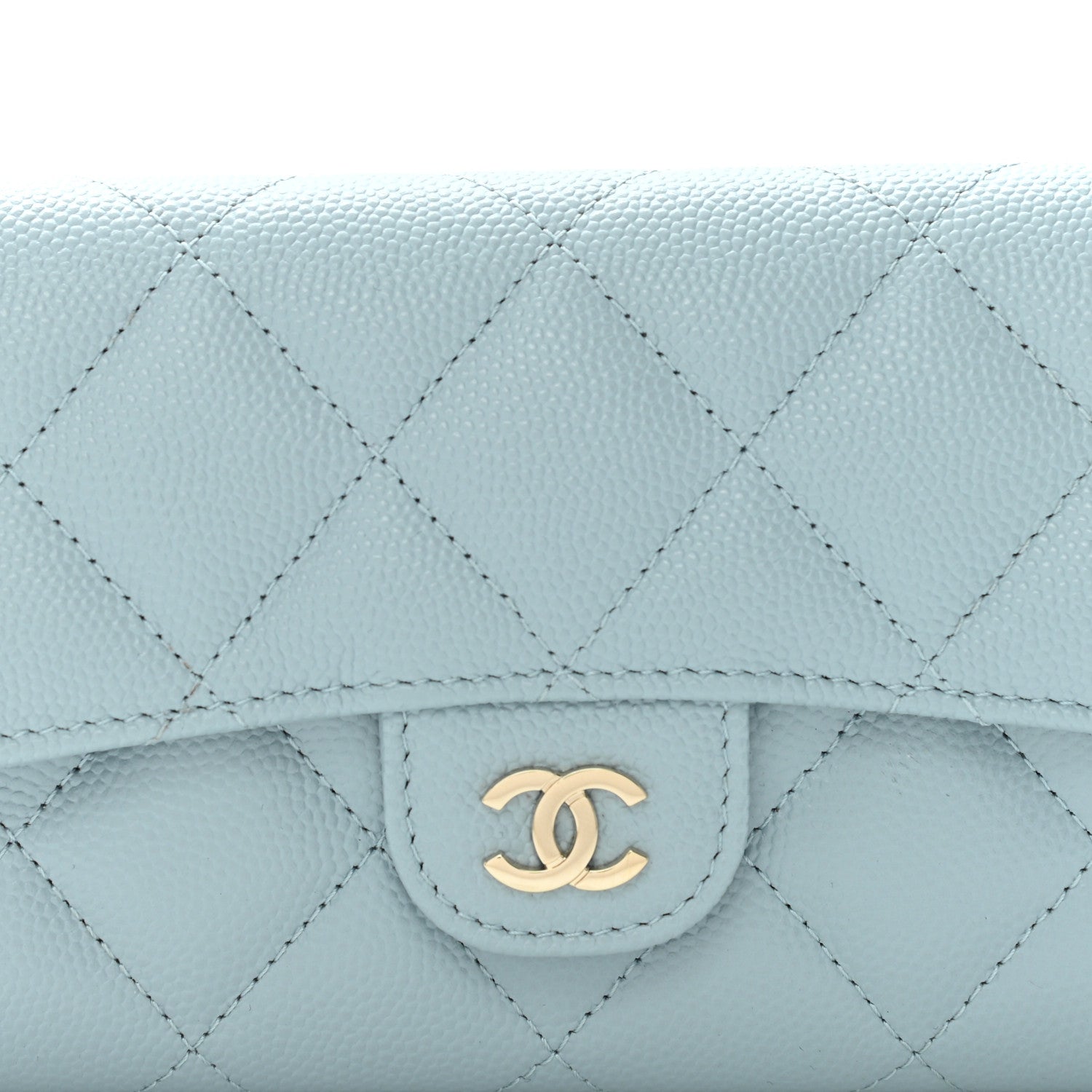 Chanel Caviar Quilted Medium Gusset Flap Wallet Light Blue 7 of 9