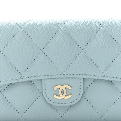 Chanel Caviar Quilted Medium Gusset Flap Wallet Light Blue 7 of 9