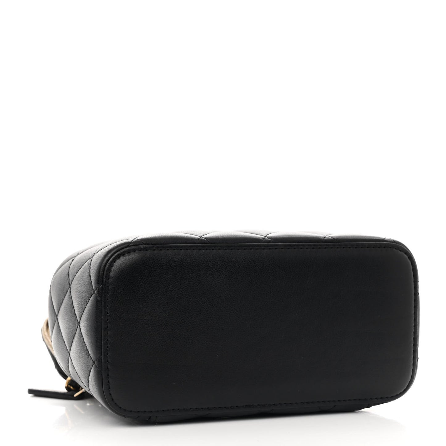 Lambskin Quilted Pearl Crush Small Vanity Case With Chain Black