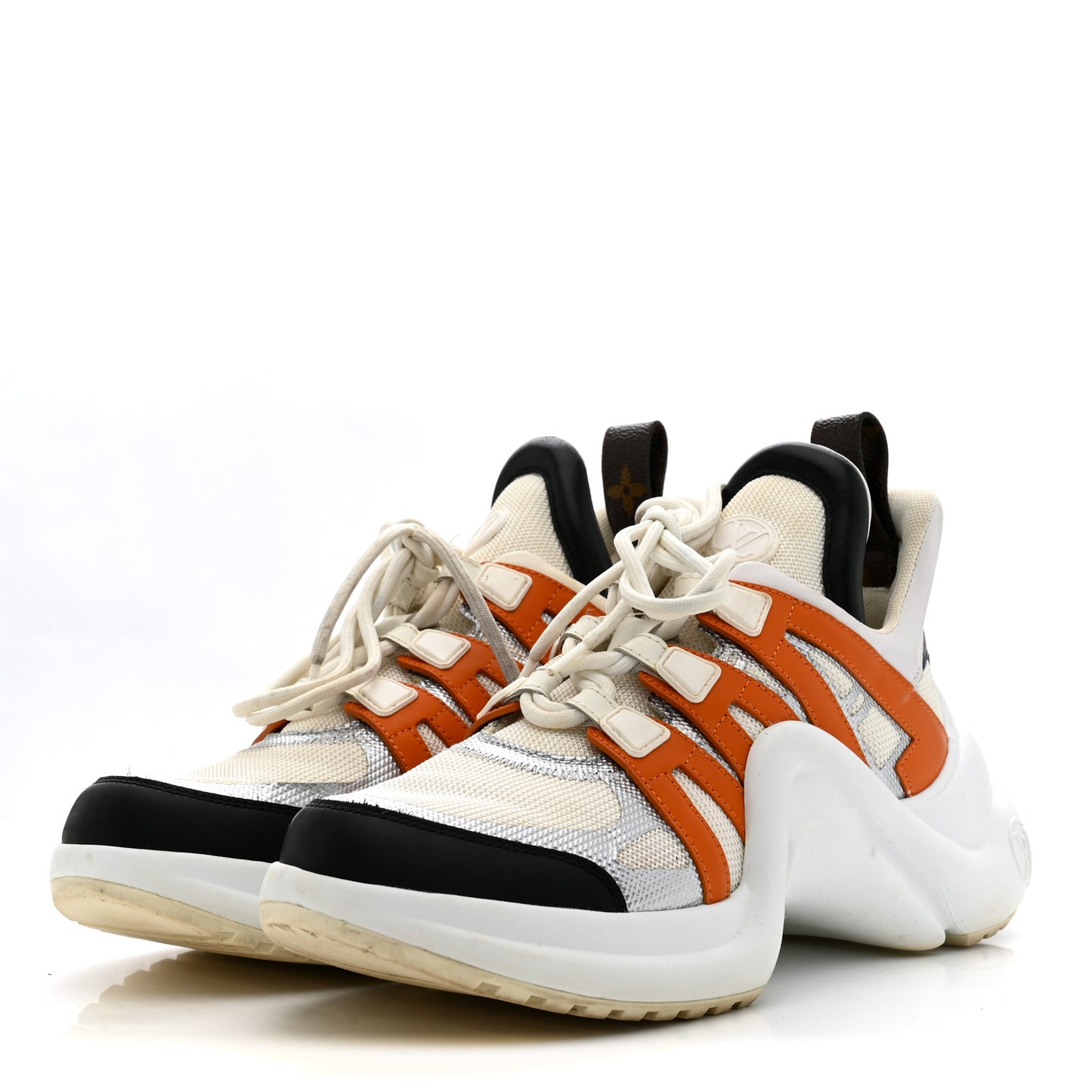 Calfskin Technical Nylon LV Archlight Sneaker 38.5 White Orange