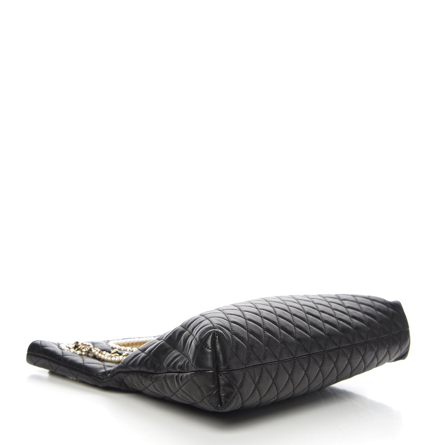 Lambskin Quilted Westminster Pearls Convertible Tote Black