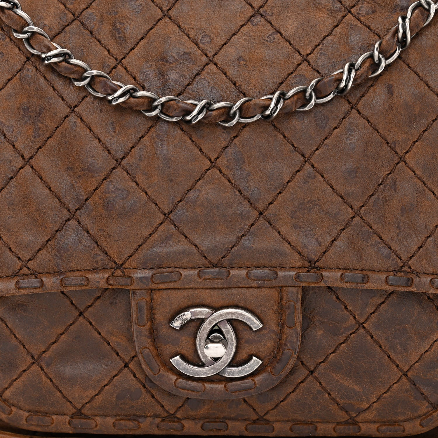 Chanel Aged Crumpled Calfskin Small Vintage Flap Brown 8 of 10