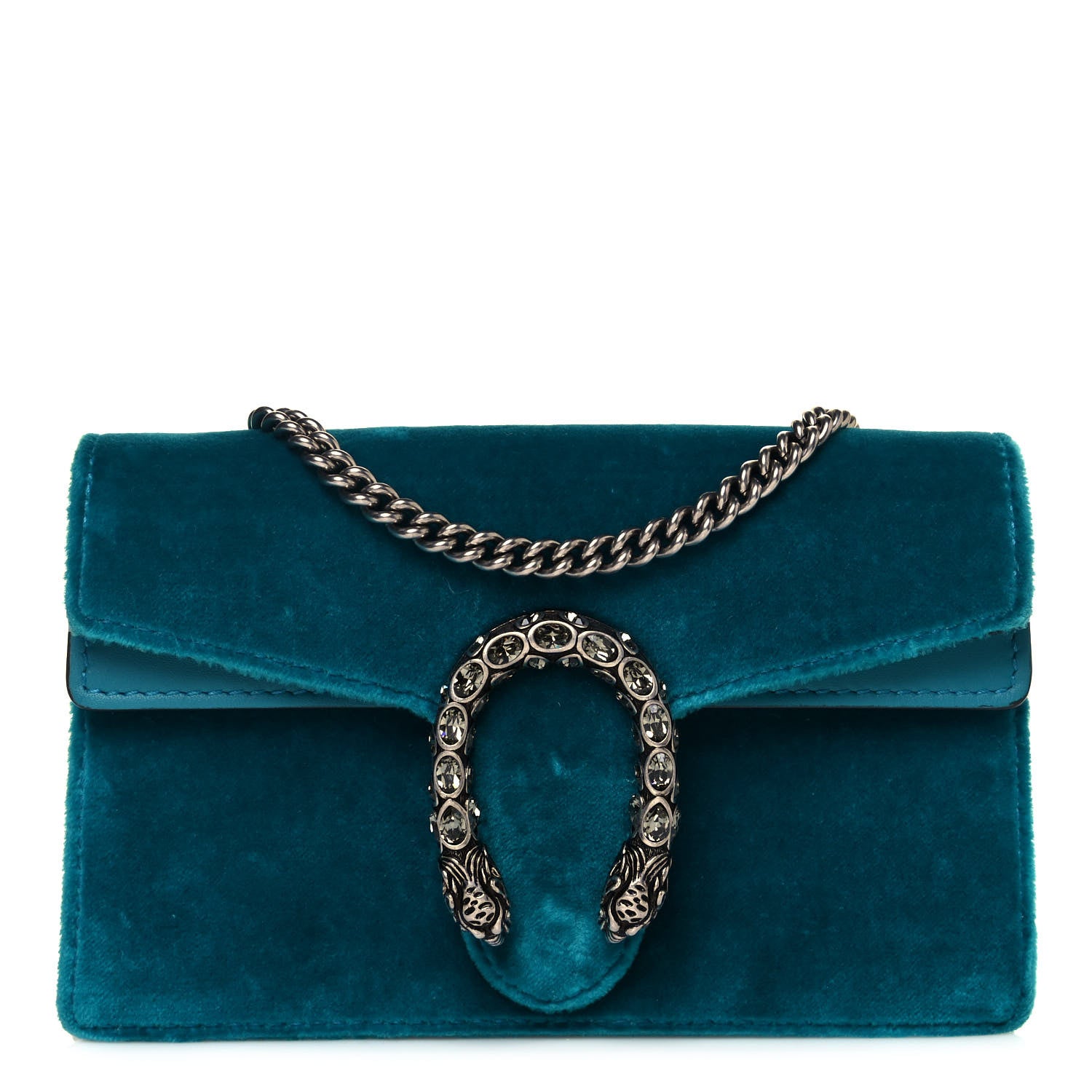 Gucci Velvet Super Mini Dionysus Shoulder Bag Pavone Cyan 1 of 11