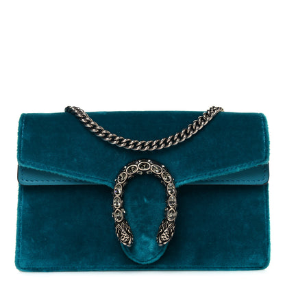Gucci Velvet Super Mini Dionysus Shoulder Bag Pavone Cyan 1 of 11