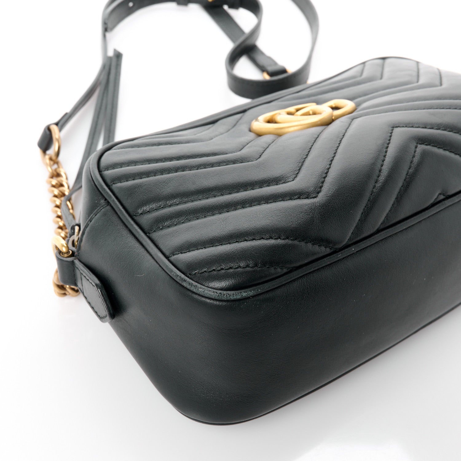 Gucci Calfskin Matelasse Small GG Marmont Chain Shoulder Bag Black 13 of 13